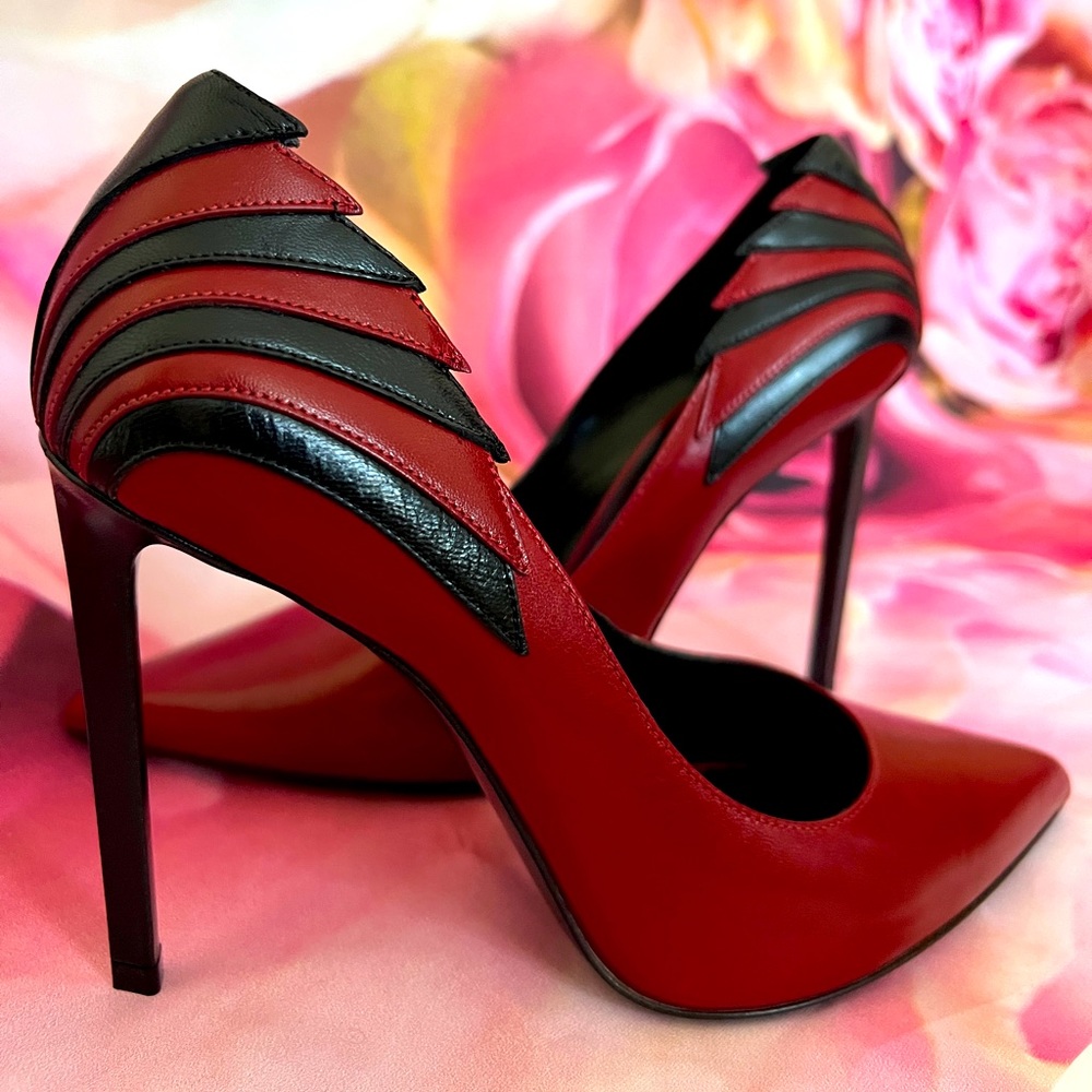 Celine Heels Red with Black details pump size 7 1/2 37.5